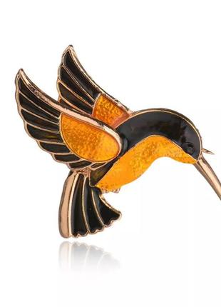 Брошь женская яркая птица колибри, для девушек нарядная2 фото