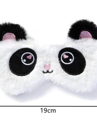 Зручна м'яка маска для сну-пов'язка на очі мила панда (білий)4 фото
