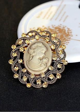 Жіноча вінтажна брошка камея «camey» (золотистий)