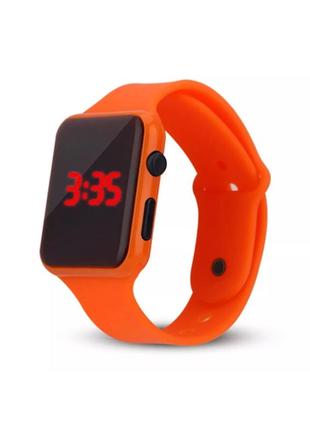 Яркие наручные led  часы с браслетом из каучука"novasq" (оранжевый)
