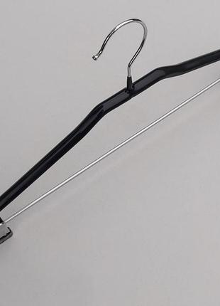 Плічка вішалки тремпеля металевий в силіконовому покритті костюмний чорного кольору, довжина 41,5 см4 фото