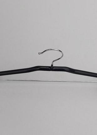 Плічка вішалки тремпеля металевий в силіконовому покритті костюмний чорного кольору, довжина 41,5 см3 фото