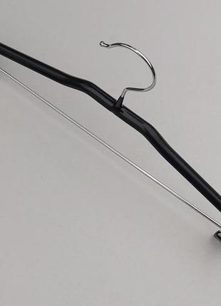 Плічка вішалки тремпеля металевий в силіконовому покритті костюмний чорного кольору, довжина 41,5 см2 фото