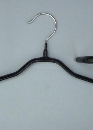 Плічка вішалки тремпеля комісійні металеві в силіконовому покритті чорного кольору, довжина 30 см