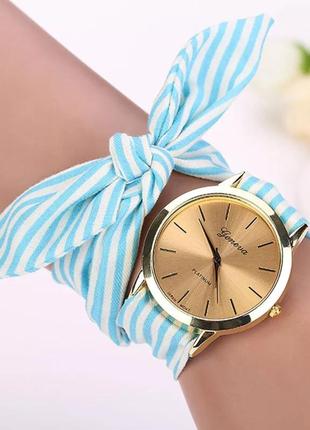 Стильний жіночий наручний годинник з тканинним ремінцем «style time» (блакитний)