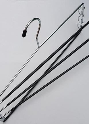 Плічка вішалки тремпеля для штанів металеві в силіконовому покритті сходи 4-х ярусна, довжина 40 см5 фото