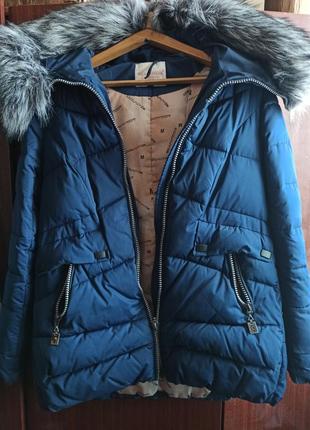 Зимняя куртка пуховик с натуральным мехом7 фото