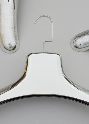 Плечики вешалки тремпеля  шубный серебристого цвета, длина 38 см