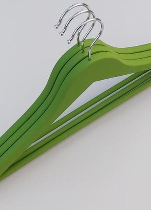 Плічка довжиною 45 см. дерев'яні soft-touch обгумовані зеленого кольору, в упаковці 3 штуки4 фото