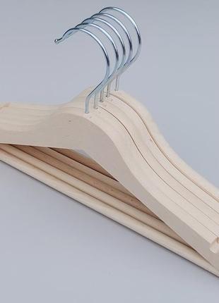 Плічка вішалки тремпеля дерев'яні eco світлі, довжина 33 см, в упаковці 5 штук