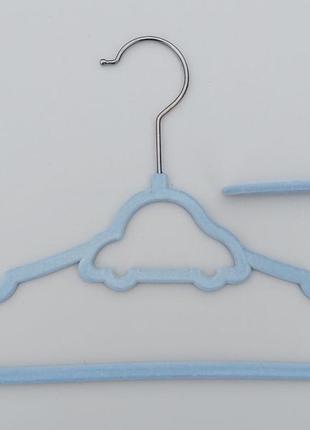 Плечики вешалки детские флокированные (бархатные, велюровые) голубого цвета,длина 32,5...