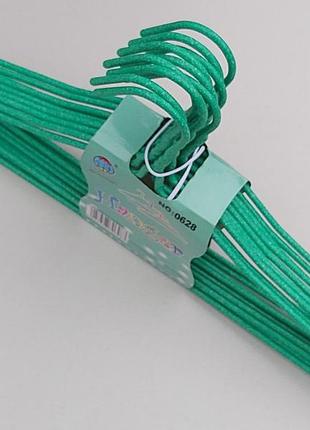 Плечики вешалки  тремпеля проволока в порошковой покраске зеленого цвета, длина 43,5 см, в упаковке 10 штук