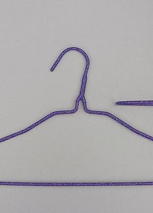 Плечики вешалки  тремпеля проволока в порошковой покраске фиолетового цвета, длина 43,5 см, в упаковке 10 штук2 фото