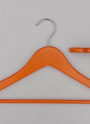 Плічка вішалки тремпеля дерев'яні оранжевого кольору, довжина 38 см, в упаковці 5 штук2 фото