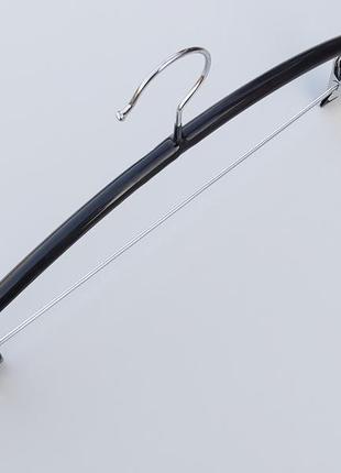Плічка вішалки тремпеля металевий в силіконовому покритті костюмний чорного кольору, довжина 41,5 см4 фото