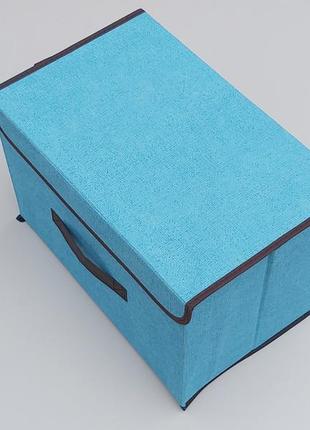 Коробка-органайзер блакитного кольору ш 38*д 25*25 см. для зберігання одягу, взуття чи невеликих предметів1 фото