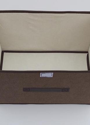 Коробка-органайзер коричневого кольору ш 38*д 25*25 см. для зберігання одягу, взуття чи невеликих предметів2 фото