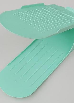 Подвійна підставка-органайзер для взуття бірюзового кольору. регулюється по висоті в 3 положеннях.