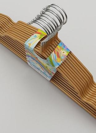 Плечики вешалки тремпеля металлический в силиконовом покрытии золотого цвета, длина 40 см, в упаковке 10 штук