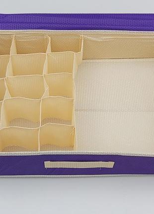 Органайзер з кришкою 47*30*12 см, на 16 відділень для зберігання дрібних предметів одягу фіолетового кольору5 фото