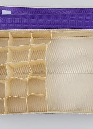 Органайзер з кришкою 47*30*12 см, на 16 відділень для зберігання дрібних предметів одягу фіолетового кольору4 фото