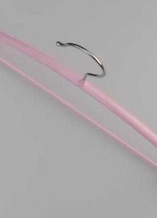 Плечики вешалки тремпеля металлический в силиконовом покрытии розового цвета, длина 42  см2 фото