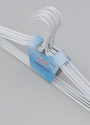 Плічка металевий в поліетиленовому покритті білого кольору, довжина 40 см, в упаковці 10 штук