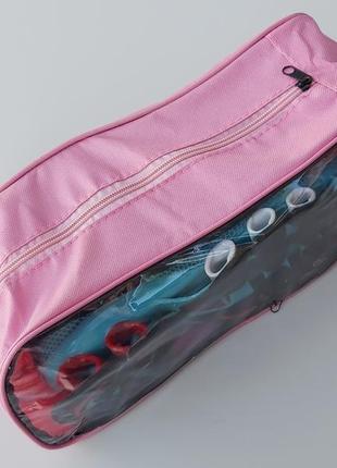 Чохол-сумка ніжно-рожевого кольору для зберігання і упаковки взуття з прозорою вставкою, довжина 33 см