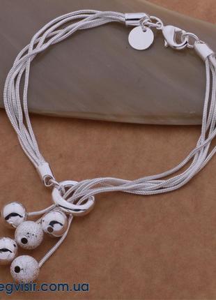 Шикарный набор подвеска браслет серьги с шарами висячие кулон стерлинговое серебро 925 проба tiffany комплект2 фото