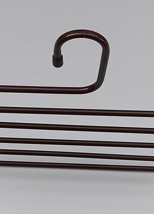 Плічка вішалки тремпеля для штанів металеві коричневого кольору сходи 5-ти ярусна, довжина 33 см3 фото