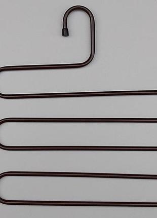 Плечики вешалки тремпеля для брюк  металлические коричневого цвета лестница 5-ти ярусная, длина 33 см