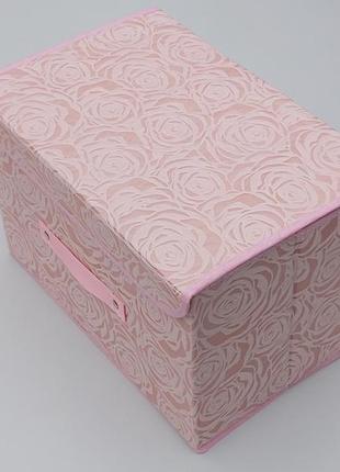 Коробка-органайзер троянда рожевого кольору ш 38*д 25*25 см. для зберігання одягу, взуття чи невеликих предметів