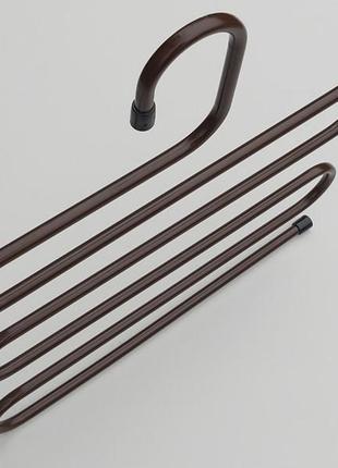 Плічка вішалки тремпеля для штанів металеві коричневого кольору сходи 5-ти ярусна, довжина 29 см4 фото
