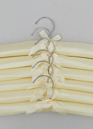 Плечики вешалки мягкие сатиновые для деликатных вещей желтого цвета,  длина 38 см, в упаковке 6 штук