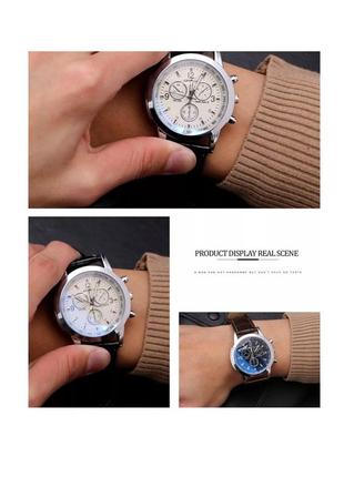 Мужские классические наручные часы “geneva” whitebl с чёрным ремешком2 фото