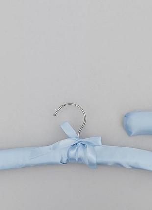 Плічка вішалки м'які сатинові для делікатних речей блакитного кольору, довжина 38 см, в упаковці 6 штук3 фото