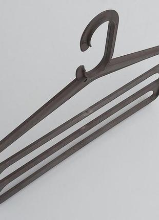 Плечики для брюк пластмассовые лестница 3-ех ярусная коричневого цвета, длина 40,5 см4 фото