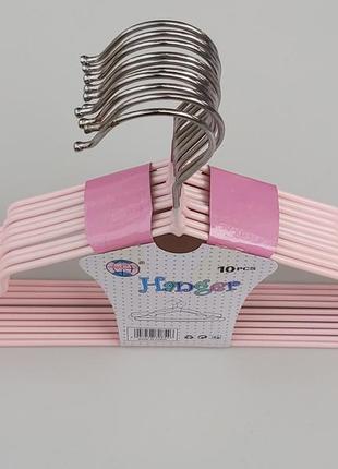 Плічка дитячі метал в силіконовому покритті ніжно-рожевого кольору, довжина 30 см, в упаковці 10 штук3 фото