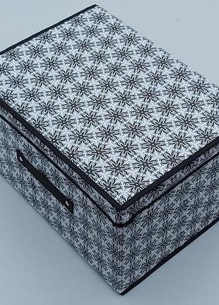 Коробка-органайзер  ш 40*д 30*в 25 см. цвет белый с узорами для хранения одежды, обуви или небольших предметов