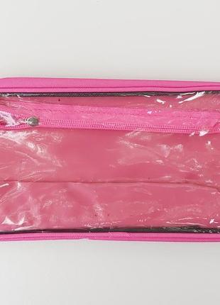 Чехол-сумка розового цвета для хранения и упаковки обуви с прозрачной вставкой, длина 33 см6 фото