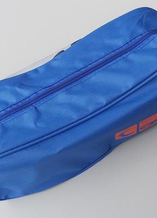 Чохол-сумка синього кольору для зберігання і упаковки взуття з прозорою вставкою, довжина 33 см4 фото