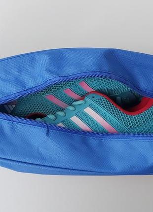 Чохол-сумка синього кольору для зберігання і упаковки взуття з прозорою вставкою, довжина 33 см3 фото