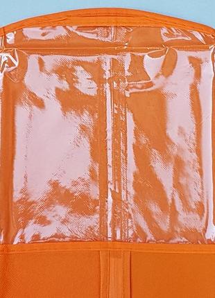 Чехол для хранения и упаковки одежды на молнии флизелиновый оранжевого цвета. размер 60 см*130 см.2 фото