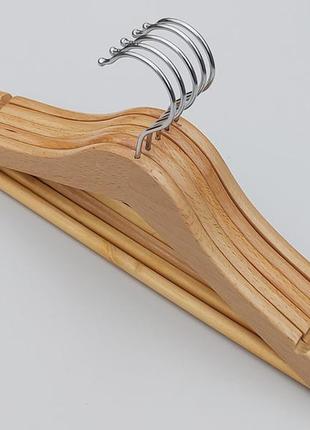 Плечики вешалки тремпеля деревянные светлые, длина 32 см, в упаковке 5 штук