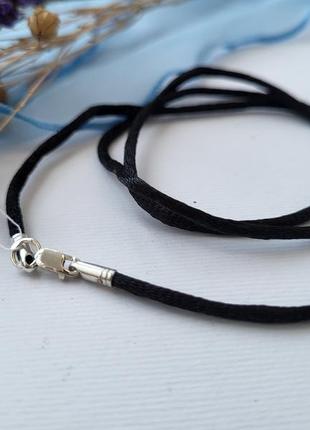 Шнурок на шию шовковий 50 см срібло 925 4010/6010