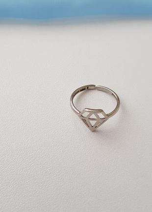 Кольцо бриллиант  серебро 925 размер 15.5 - 17.5 817088 фото