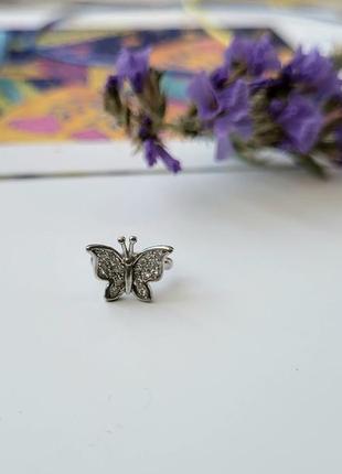 Серебряная сережка обманка бабочка  568р5 фото