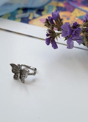 Серебряная сережка обманка бабочка  568р2 фото