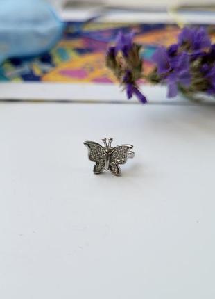 Серебряная сережка обманка бабочка  568р3 фото
