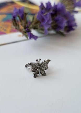 Серебряная сережка обманка бабочка  568р6 фото